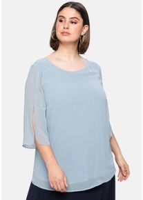 Große Größen Tunika im Layerlook mit Chiffon Gr. 56 blau von sheego für Damen