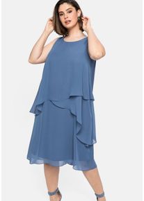 Große Größen Ärmelloses Cocktailkleid im Lagenlook Gr. 58 blau von sheego für Damen