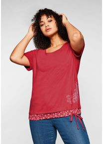 Große Größen Shirt in 2-in-1-Optik mit Print und Tunnelzug Gr. 44/46 rot von sheego für Damen
