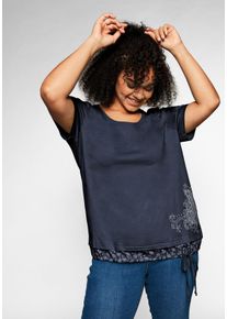 Große Größen Shirt in 2-in-1-Optik mit Print und Tunnelzug Gr. 56/58 blau von sheego für Damen