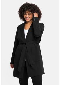 Große Größen Longblazer mit abnehmbaren Ärmeln Gr. 52 schwarz von sheego für Damen