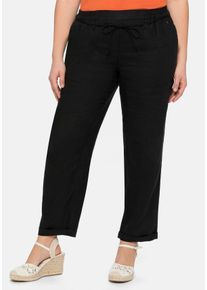 Große Größen Schlupfhose im Leinen-Mix. Gr. 44 schwarz von sheego für Damen
