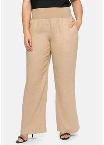 Große Größen Hose im Curvy-Schnitt ELLA aus Leinen-Viskose-Mix Gr. 58 beige von sheego für Damen