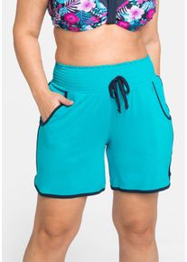 Große Größen Jerseyshorts mit Kontrastdetails und Smokbund Gr. 46 blau von sheego für Damen