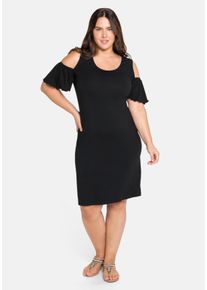 Große Größen Kleid mit Cut-outs und Flügelärmeln Gr. 44 schwarz von sheego für Damen