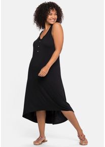 Große Größen Ärmelloses Strandkleid, hinten länger als vorn Gr. 50 schwarz von sheego für Damen