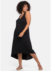 Große Größen Ärmelloses Strandkleid, hinten länger als vorn Gr. 44 schwarz von sheego für Damen