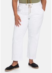 Große Größen Joggpants mit elastischem Bund und Bindeband Gr. 58 weiß von sheego für Damen