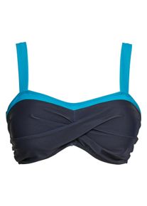 Große Größen Bikinioberteil in Wickeloptik, mit wattierten Cups Gr. 42D blau von sheego für Damen
