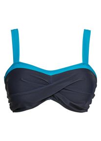 Große Größen Bikinioberteil in Wickeloptik, mit wattierten Cups Gr. 42D blau von sheego für Damen