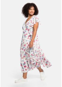 sheego by Joe Browns Große Größen Chiffonkleid mit Blumendruck und Bindegürtel Gr. 56 weiß geblümt von sheego für Damen