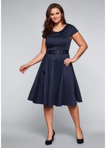 sheego by Joe Browns Große Größen Kleid mit Bubikragen und Stoffgürtel Gr. 58 blau von sheego für Damen