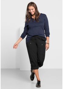Große Größen Gerade Hose mit Teilungsnähten und Krempelfunktion Gr. 48 schwarz von sheego für Damen