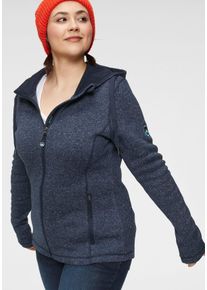 Polarino Große Größen Strickfleecejacke Gr. 52/54 blau für Damen