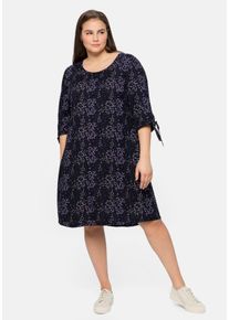 Große Größen Kleid mit Minimal-Alloverprint und 3/4-Ärmeln Gr. 54 schwarz bedruckt von sheego für Damen