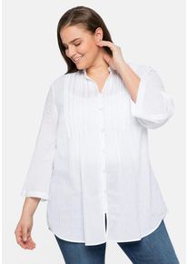 sheego by Joe Browns Große Größen Longbluse mit eingewebten Streifen Gr. 46 weiß gestreift von sheego für Damen