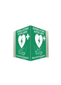 MEDX5 Defibrillator AED-Standort-Winkelschild, nachleuchtend, 20 cm x 20 cm