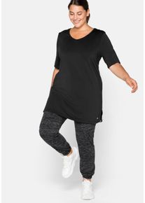 Große Größen Funktionsshirt in Longform, mit Cut-out im Rücken Gr. 40/42 schwarz von sheego für Damen