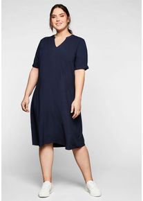 Große Größen Kleid aus leichter Viskose, in A-Linie Gr. 54 blau von sheego für Damen