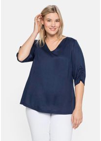Große Größen Tunika mit raffiniertem Ausschnitt hinten Gr. 40 blau von sheego für Damen