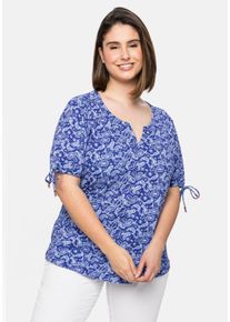 Große Größen Shirt mit Paisleydruck und Bindeband am Arm Gr. 44/46 blau von sheego für Damen
