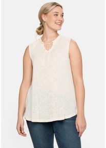 Große Größen Top mit Animal-Ausbrennermuster, in A-Linie Gr. 48 beige von sheego für Damen