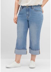Große Größen Dad-Jeans mit weitem Bein in 3/4-Länge Gr. 50 blau von sheego für Damen