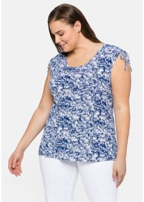 sheego by Joe Browns Große Größen Jerseytop mit Blumenprint und geraffter Schulte Gr. 44 blau geblümt von sheego für Damen
