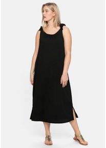 Große Größen Midi-Jerseykleid in A-Linie, mit verspielten Details Gr. 44 schwarz von sheego für Damen