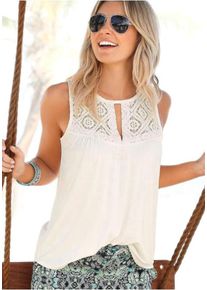 Lascana Strandtop beige Gr. 32/34 für Damen. Mit V-Ausschnitt. A-Linie