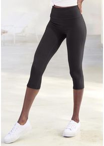 Lascana Caprileggings schwarz Gr. 32/34 für Damen. Mit Logodruck. Basic. Nachhaltig.