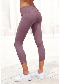 Lascana Caprileggings violett Gr. 32/34 für Damen. Mit Logodruck. Basic. Nachhaltig.