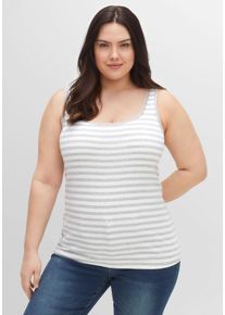 Große Größen Doppelpack Tanktops mit Spitze am Ausschnitt Gr. 44 schwarz/grau/weiß von sheego für Damen