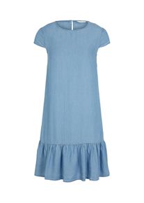 Tom Tailor Damen Denim Kleid mit Volants, blau, Logo Print, Gr. 36