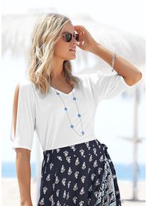 Vivance T-Shirt weiß Gr. 32/34 für Damen. Mit V-Ausschnitt. Figurumspielend. Nachhaltig.