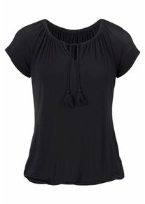 Vivance Große Größen Kurzarmshirt Gr. 44/46 grün/blau für Damen
