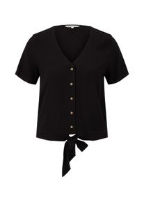 Tom Tailor Denim Damen Bluse mit Schleifendetail, schwarz, Gr. L