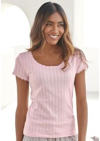 s.Oliver Pyjamaoberteil pink Gr. 32/34 für Damen. Mit Rundhals. Figurbetont. Nachhaltig.