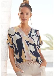 Lascana Druckbluse mehrfarbig Gr. 32/34 für Damen. Mit tiefer V-Ausschnitt. Figurumspielend. Nachhaltig.