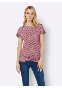 WITT Große Größen Shirt mit Pünktchen und Knoten am Saum Gr. 40 rosa für Damen