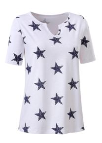 WITT Große Größen Jerseyshirt mit Sternenprint, aus Flammgarn Gr. 42 weiß für Damen