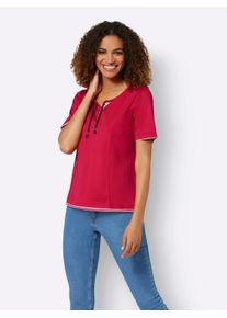 WITT Große Größen Shirt mit Streifendetails und Bindeband Gr. 46 rot gestreift für Damen