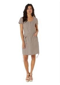 WITT Große Größen Kleid aus Leinen, mit Tunnelzug am Saum Gr. 44 beige für Damen