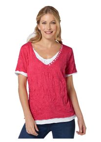 WITT Große Größen Shirt im Lagenlook und in Crash-Optik Gr. 48 rot/weiß für Damen