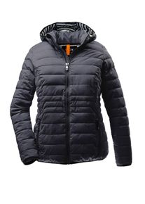 Große Größen Leichte Steppjacke mit abzippbarer Kapuze Gr. 44 blau bedruckt für Damen