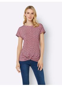 WITT Große Größen Shirt mit Pünktchen und Knoten am Saum Gr. 42 rosa für Damen