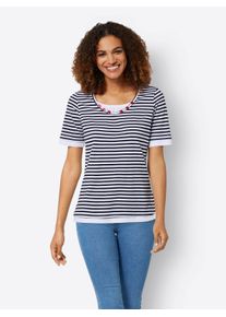 WITT Große Größen Ringelshirt im Lagenlook, mit V-Ausschnitt Gr. 44 blau/weiß für Damen