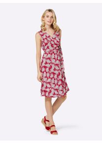 WITT Große Größen Sommerkleid in Wickeloptik, mit Palmblätterprint Gr. 46 rot für Damen