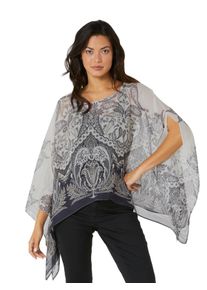 WITT Große Größen Tunika im Poncho-Stil mit Zipfelsaum, aus reiner Seide Gr. 2 beige für Damen