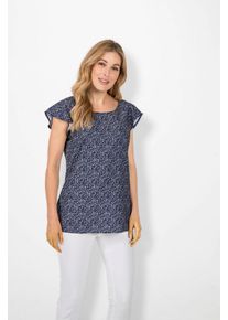WITT Große Größen Tunika im Millefleurs-Print mit Flügelärmeln Gr. 44 blau für Damen